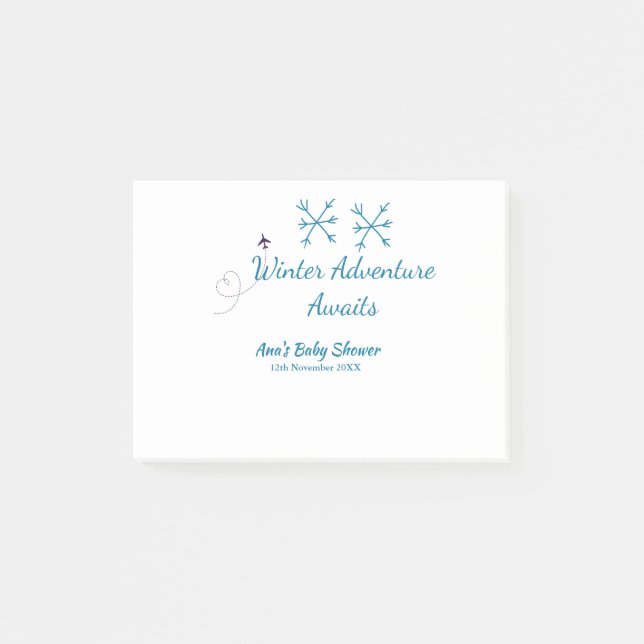 Winter Adventure awaits baby shower blue snowflake Post-it Block (Framsida)