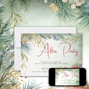 Winter After Party Watercolor Greenery Inbjudningar