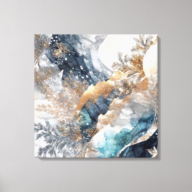 Winter Alcohol Bläck Art Wrapped Canvas (Framsida)