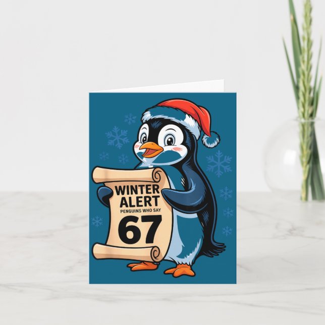 Winter Alert Penguins Who Say 67 Six Seven Meme Ch Kort (Framsida)
