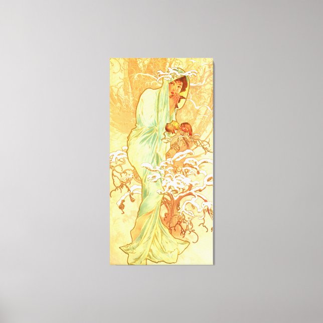 Winter Alfons Mucha Art nouveau Canvastryck (Framsida)