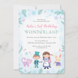 Winter Alice i Wonderland Girls Birthday Inbjudningar