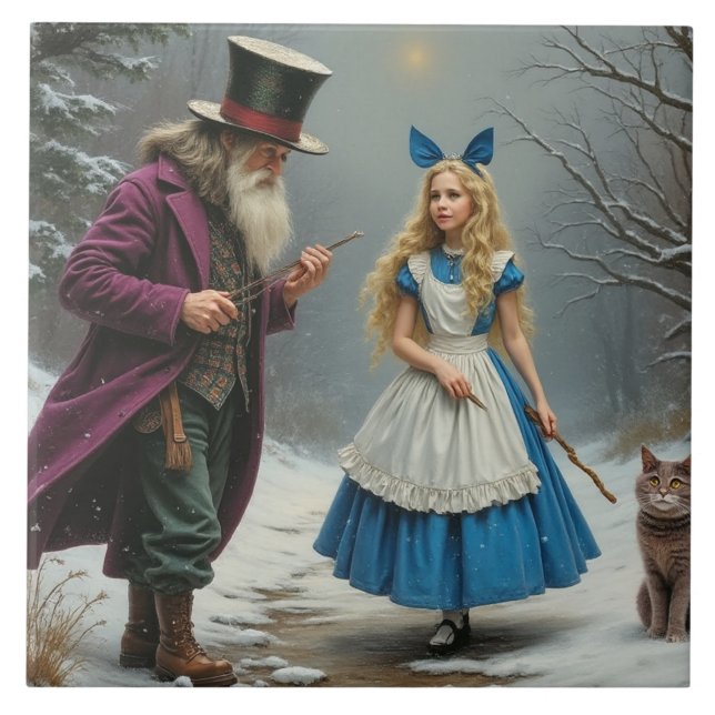 Winter Alice, stor keramisk panel Kakelplatta (Framsidan)
