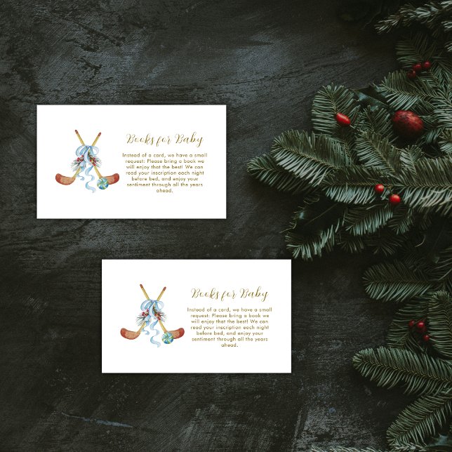 Winter All Star Bow Hockey Books For Baby Shower  Tilläggskort (Winter All Star Bow Hockey Books For Baby Shower Enclosure Card)