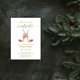 Winter All Stars Bow Hockey Girl Baby Shower Inbjudningar