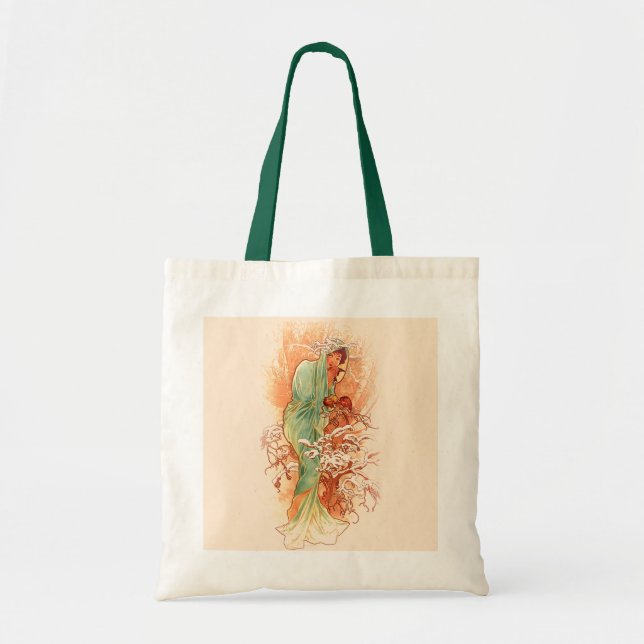 Winter - Alphonse Mucha Art nouveau Tygkasse (Framsidan)