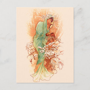 Winter - Alphonse Mucha Art nouveau Vykort