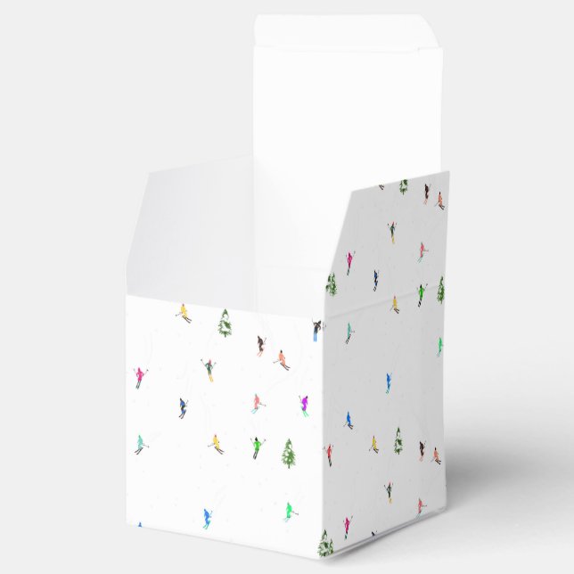 Winter Alpine Skiers Skiing Ski Skis Mönster Presentaskar (Öppnad)