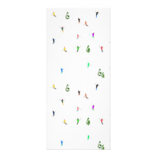 Winter Alpine Skiers Skiing Ski Skis Mönster Reklamkort