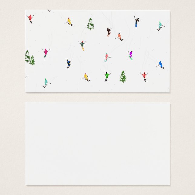 Winter Alpine Skiers Skiing Ski Skis Mönster Visitkort (Framsida & baksida)