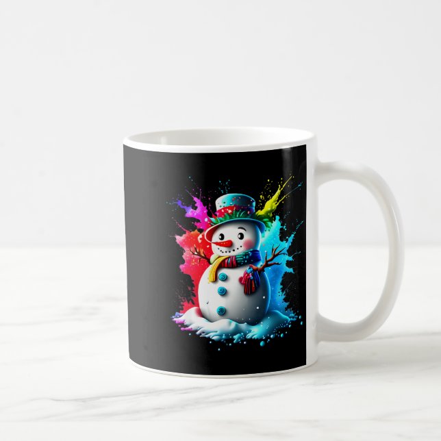 Winter And Snow Christmas A Coloured Snowman  Kaffemugg (Höger)