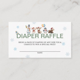 Winter Animal Baby Shower Diaper Raffle  Tilläggskort