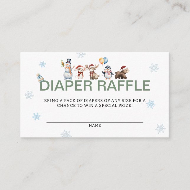 Winter Animal Baby Shower Diaper Raffle  Tilläggskort (Framsida)