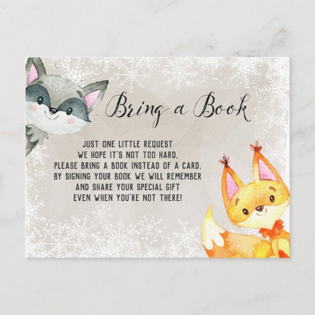 Winter Animal Woodland Bokar för Baby Card Vykort (Framsida)