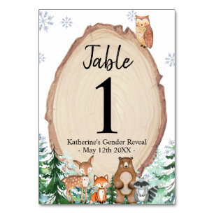 Winter Animal Woodland Gender Reveal Forest Bord Bordsnummer