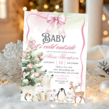 Winter Animals Aurora Bow Coquette Gir Baby Shower
