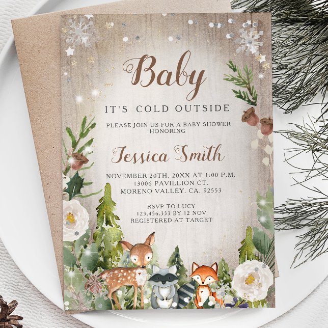 Winter Animals Woodland Boy Shower Inbjudningar (Skapare uppladdad)