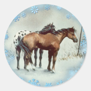 WINTER APPALOSA & SNÖFLINGOR by SHARON SHARPE Runt Klistermärke