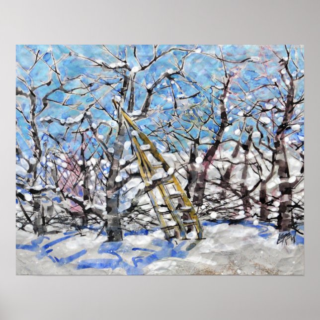 Winter Apple Pruning  / Artist Larry Lerew Poster (Framsidan)