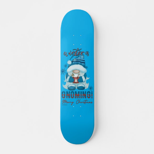 WINTER ÄR GNOMING Lustig jultomgnom Mini Skateboard Bräda 18,5 Cm (Framsida)