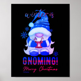 WINTER ÄR GNOMING Lustig jultomgnom Poster