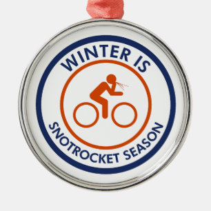 Winter är Snot Rocket Season Cycling Julgransprydnad Metall
