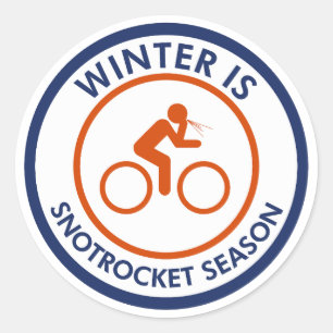 Winter är Snot Rocket Season Cycling Runt Klistermärke