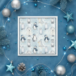 Winter Arctic Animals Cute Penguin & Polar Bear Pappersservett
