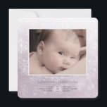 Winter Arrival Ro Sq. Fotofödelsemeddelande Meddelande<br><div class="desc">En underbar snöflinga mönster för att presentera baby på vintern. Kortet är enkelt att anpassa med text, teckensnitt, teckensnitt, färg, pappra formalternativ och val av sex pappra typer. Inte exakt vad du är tittar för? Alla våra produkter kan vara designad anpassningsbar för att uppfylla dina behov utan kostnad för extra....</div>