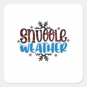 Winter Art Snuggle Weather Fyrkantigt Klistermärke