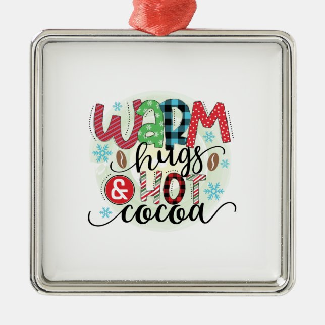 Winter Art Warm Hugs Hett Coffee Julgransprydnad Metall (Framsidan)