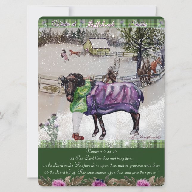 Winter at Thistlebrook Stables scripture Helgdag Julkort (Framsida)