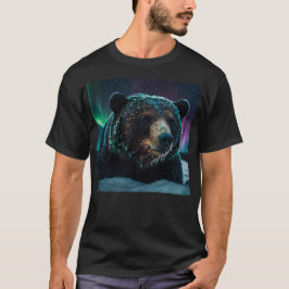 Winter-Aurora och Black Bear Wildlife-design T Shirt