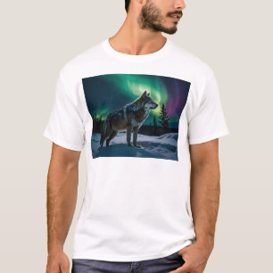 Winter Aurora & Timber Varg Wildlife Design T Shirt