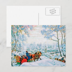 "Winter" av Boris Kustodiev, Fine Art Postcards Vykort