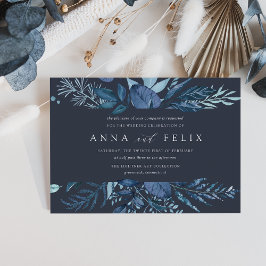 Winter Azure | Blått Botaniskt Bröllop Inbjudningar