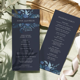Winter Azure   Blått Botaniskt Bröllop Program