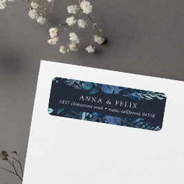 Winter Azure | Blått botaniskt Returadress Etikett