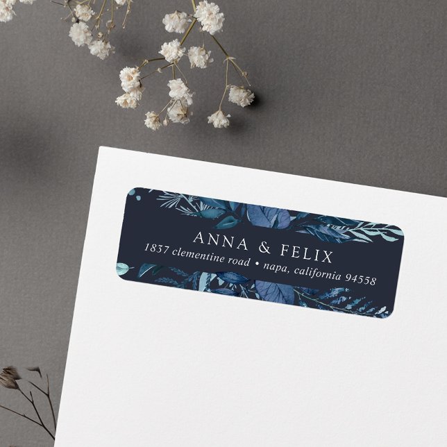 Winter Azure | Blått botaniskt Returadress Etikett (Skapare uppladdad)