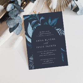 Winter Azure Blue Botanical Arch Bröllop Inbjudningar
