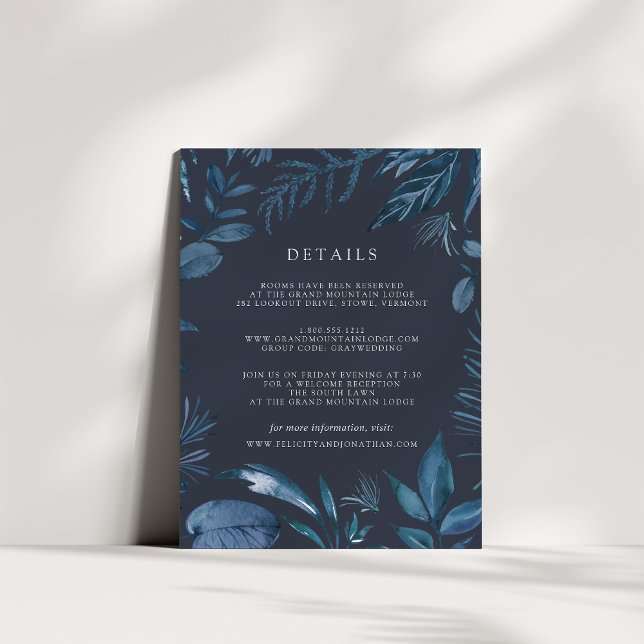 Winter Azure | Uppgifter om blå botaniska Bröllop Tilläggskort (Skapare uppladdad)