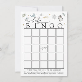 Winter Baby Animals Baby Shower Bingo Game Card Inbjudningar