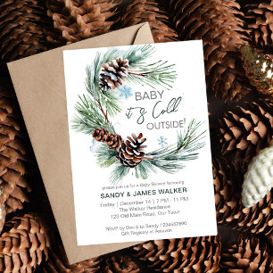 Winter baby babydusch för gräs-andningsmall inbjudningar