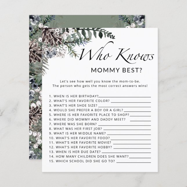 Winter baby chower Vem vet mamma best-match (Fram/baksida)