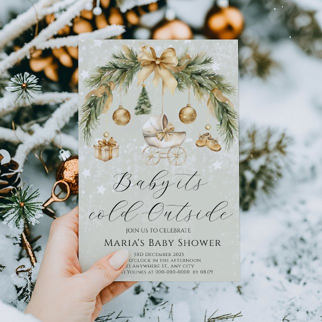 Winter Baby Det är Kallet utanför babyskabinen Inbjudningar (Skapare uppladdad)