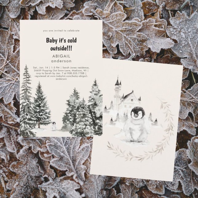 Winter Baby Det är Kallet utanför Frosty Träd Show Inbjudningar (Skapare uppladdad)