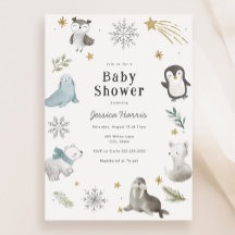 Winter Baby djur Baby Shower Gender Neutral