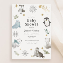 Winter Baby djur Baby Shower Gender Neutral Inbjudningar