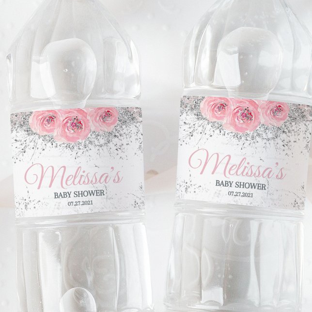Winter Baby dusch Girl Vattenflaskor Etikett (Winter Baby Shower Water Bottle Label, It's Cold Outside Water Bottle Label, Snowflake Baby Shower W)