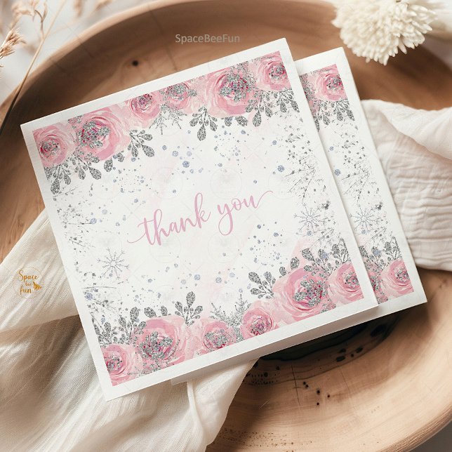 Winter Baby-dusch Pappersservett (Winter Baby Shower Napkins, It's Cold Outside Napkins, Snowflake Baby Shower Napkins, Winter Wonderl)